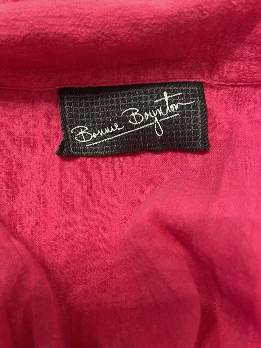 Vintage 90s Bonnie Boynton Artsy Pink Top Resortwear Shirt Button Gauze Cotton L - Picture 8 of 8